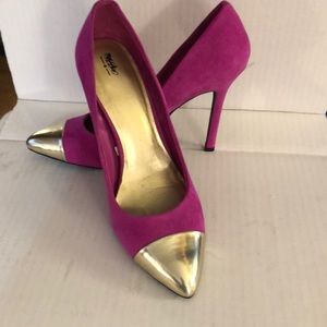 Gold cap Suede fuchsia high heels